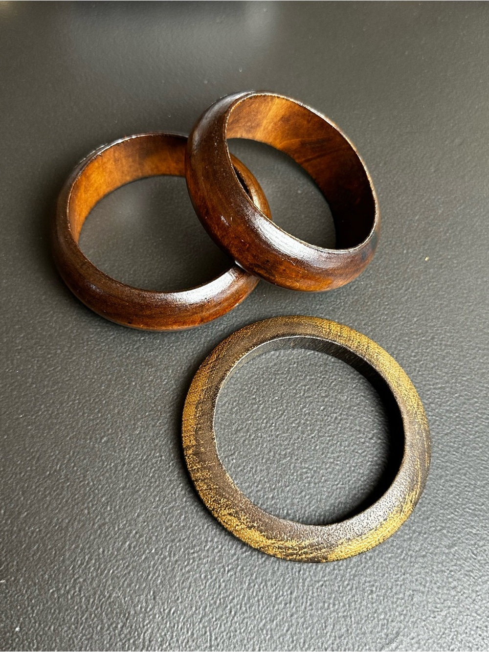 bebe Brown Wooden Bangle Bracelet Trio